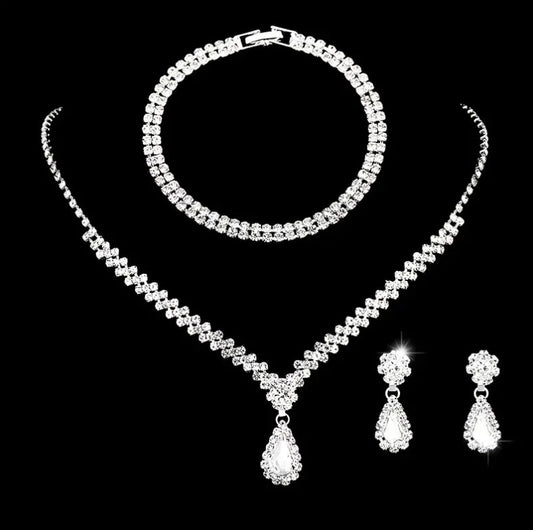 Jewelry Set with Pendant Necklace & Dangle Earrings & Chain Bracelet