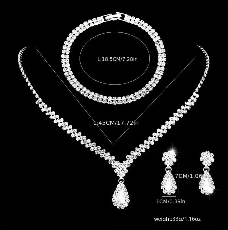 Jewelry Set with Pendant Necklace & Dangle Earrings & Chain Bracelet