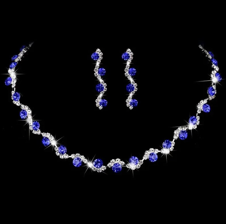 Fashion jewelry- Round Cut Zircon Necklace with earring