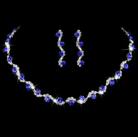Fashion jewelry- Round Cut Zircon Necklace with earring