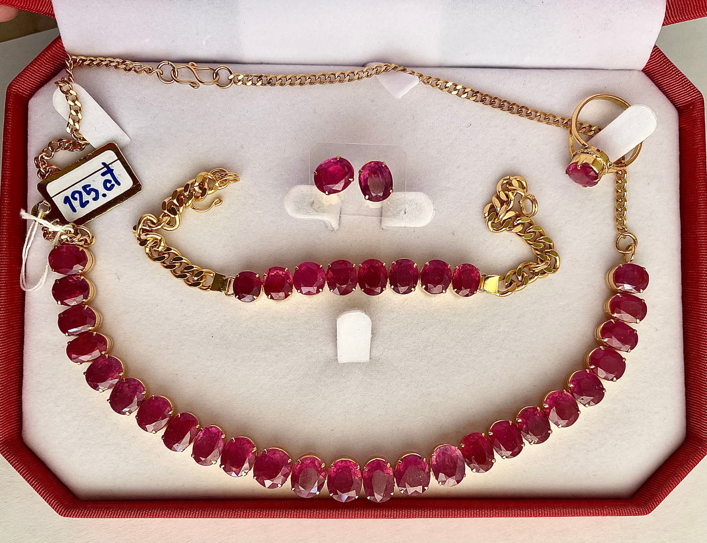 Africa Ruby Necklace, Bracelet, Earring and Ring Set