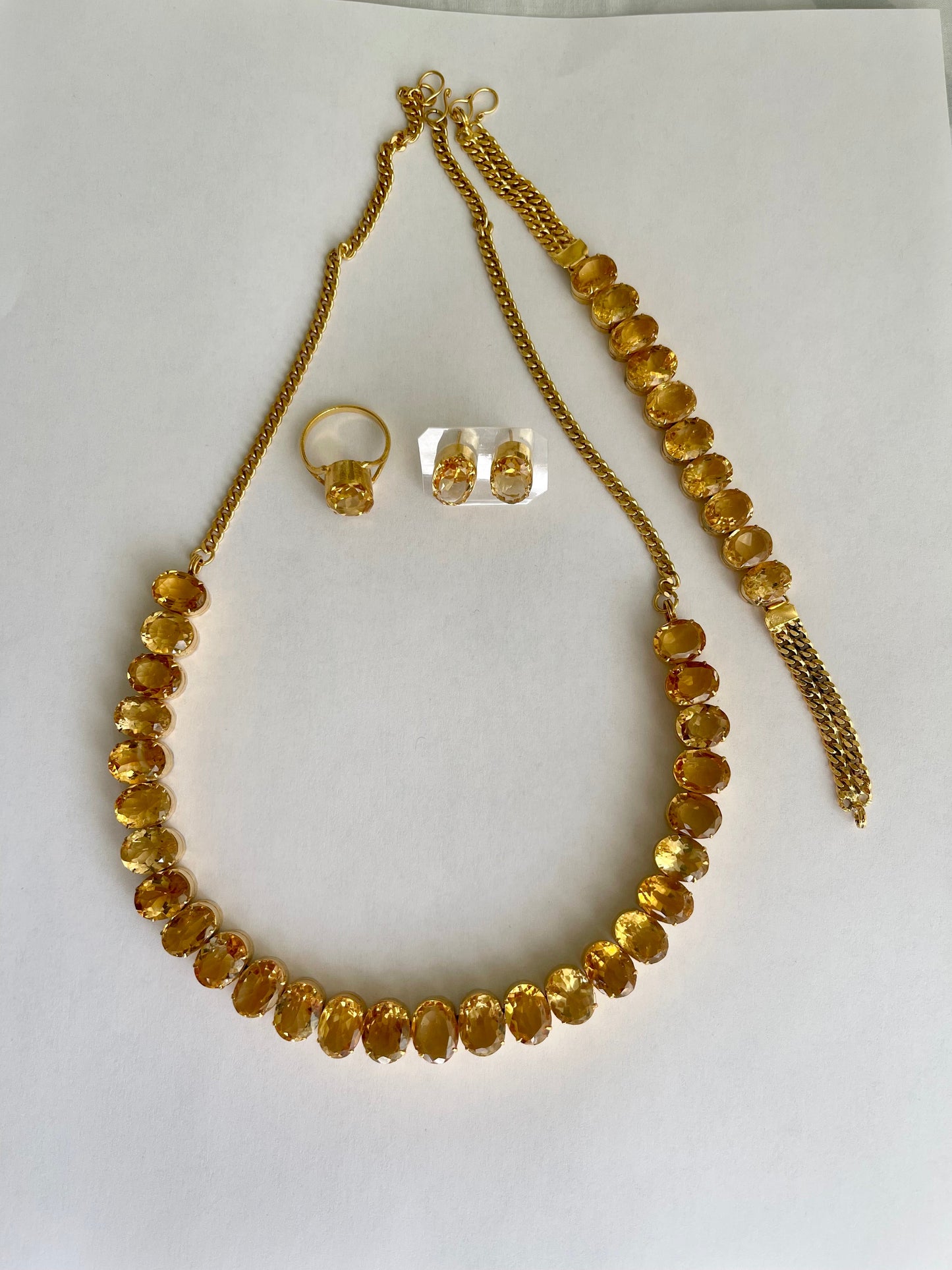 Natural Citrine Necklace, Bracelet, Earring and Ring Set