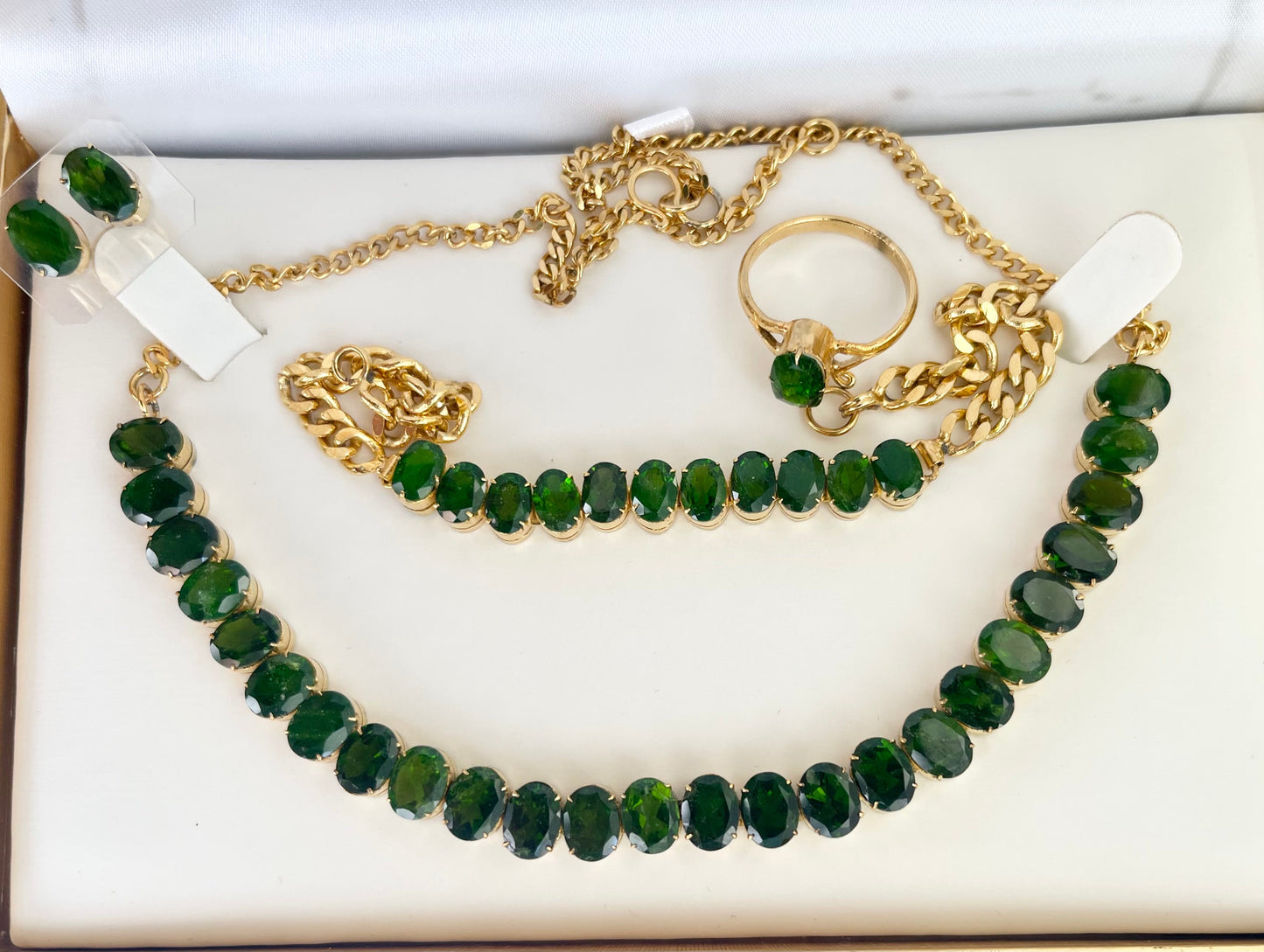 Natural Diopside necklace, Bracelet, Earring and Ring Set