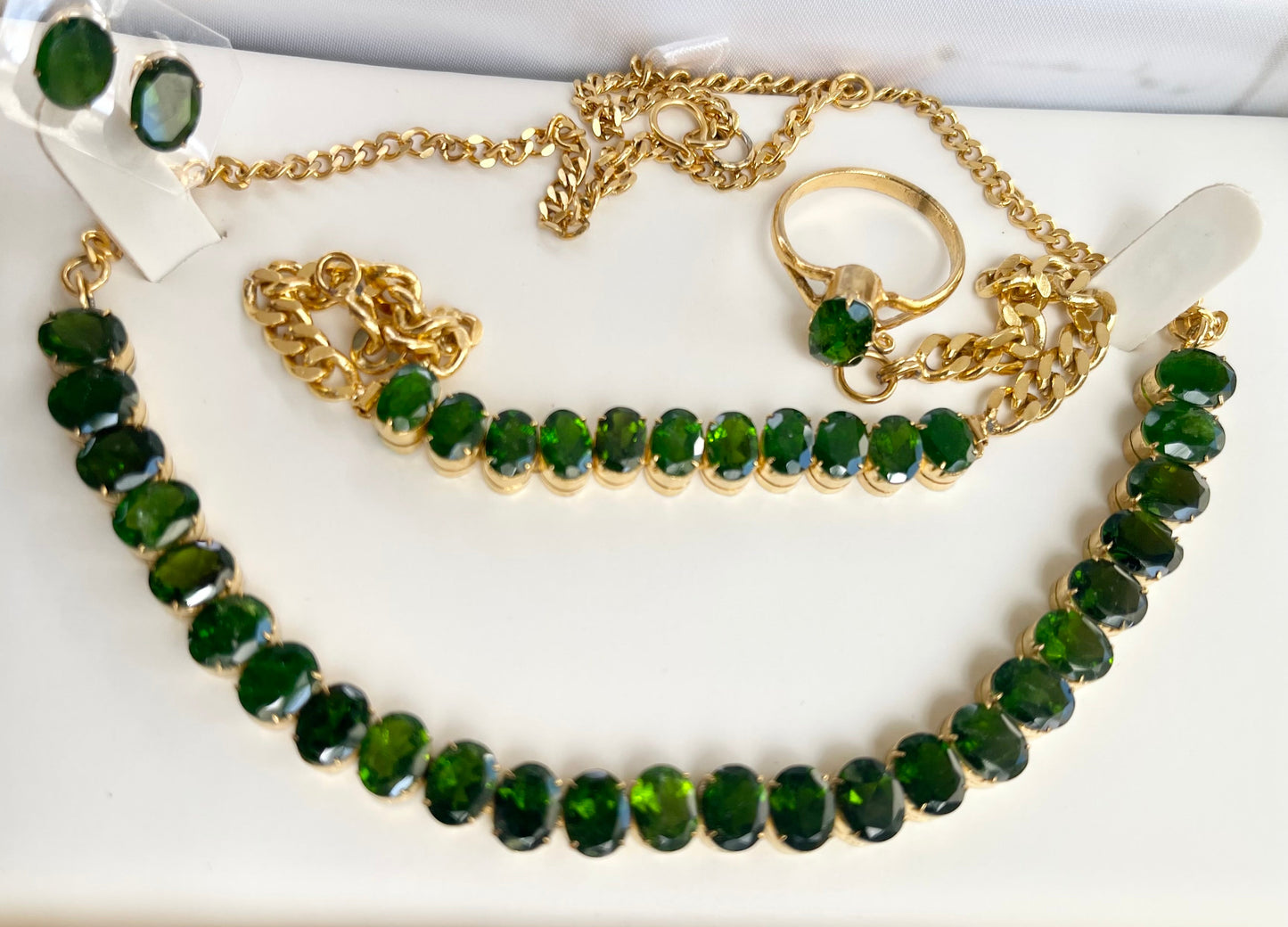 Natural Diopside necklace, Bracelet, Earring and Ring Set