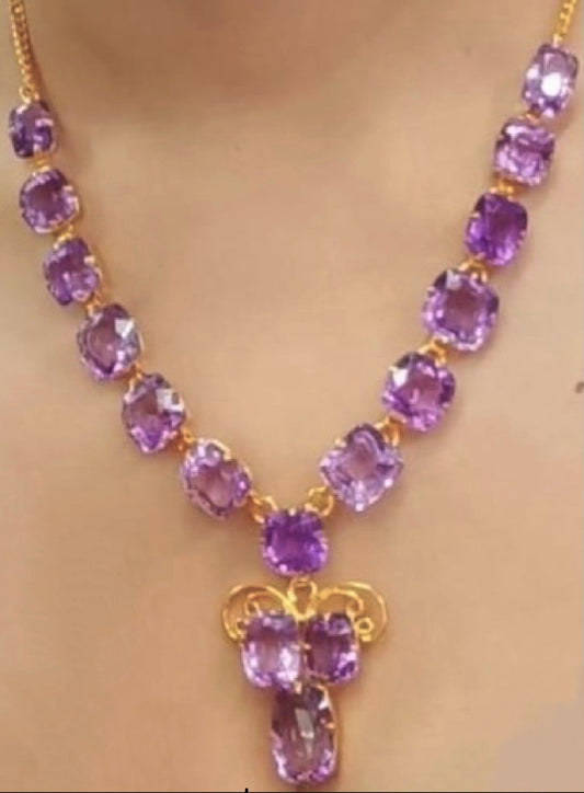 Natural Amethyst Necklace, Bracelet, Earring and Ring Set
