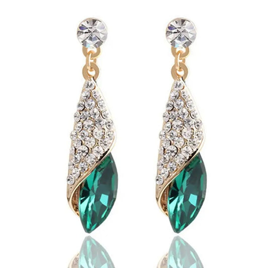 Long Drop Dangle Teardrop Crystal Earrings