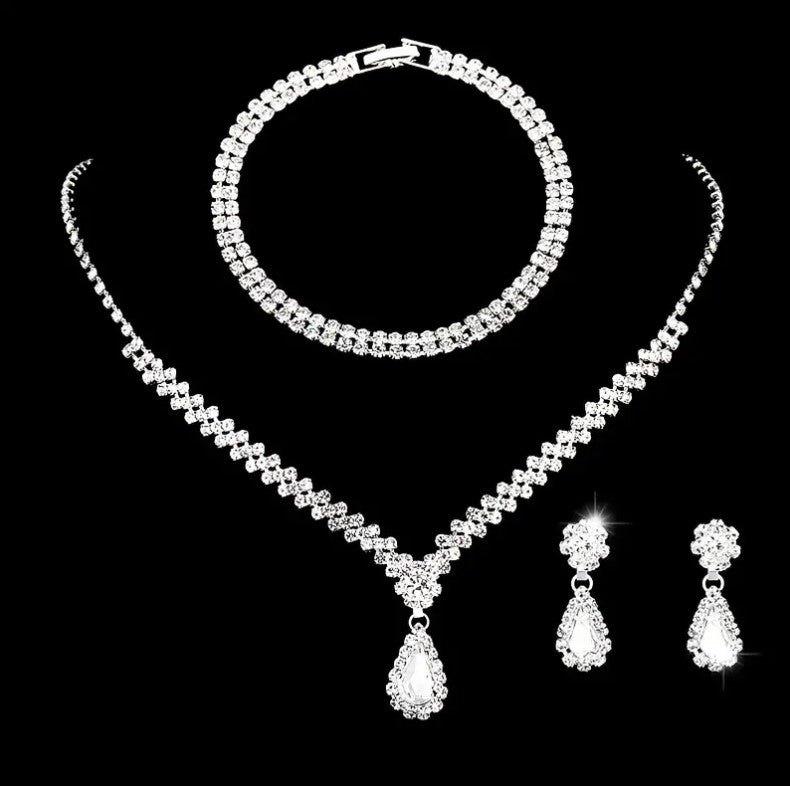 Jewelry Set with Pendant Necklace & Dangle Earrings & Chain Bracelet