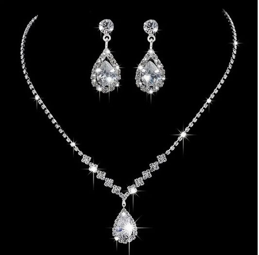 Fashion Jewelry- Rhinestone Zircon Necklace and earring set